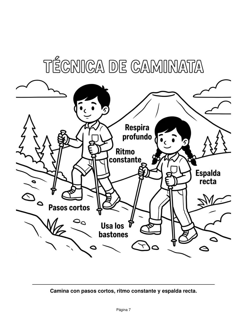 Página del cuadernillo: técnica de caminata